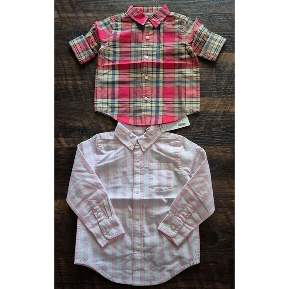 Janie And Jack Boys Size 2T Shirt Lot Of 2 Long Sleeve Button Down New - Picture 1 of 10